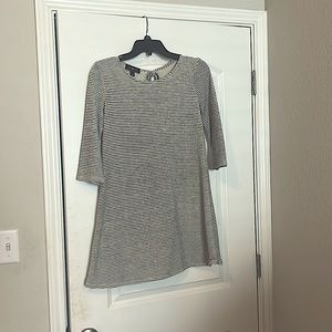 Cute women’s gray and white striped dress.